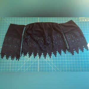 Rehab Black Lace Top Off the Shoulder Sleeve Boho Hippie Goth Athleisure